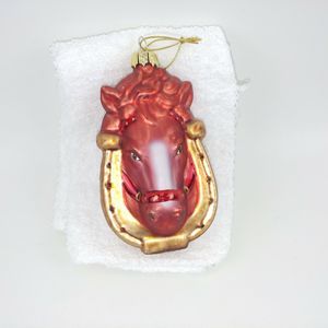 Tree Ornament Western Christmas Cowboy Horse and Horse Shoe Glass Holiday Nice